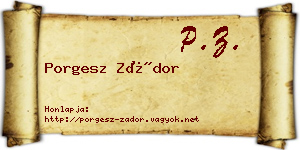 Porgesz Zádor névjegykártya